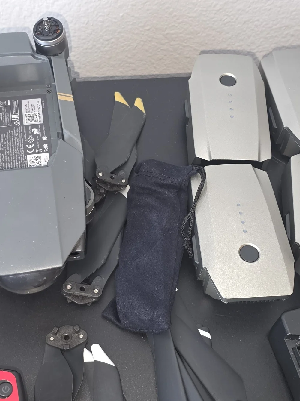 DJI Mavic Pro Drone Body with Spare Batteries and Propellers - Metallic Gray
